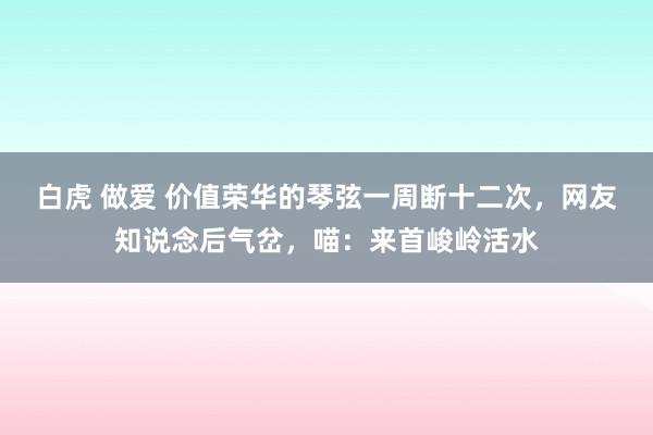 白虎 做爱 价值荣华的琴弦一周断十二次，网友知说念后气岔，喵：来首峻岭活水