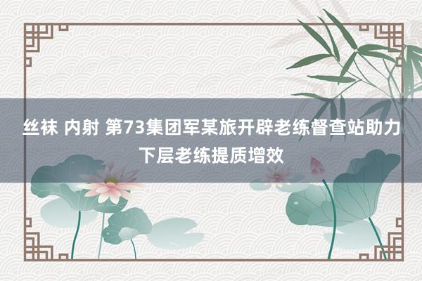 丝袜 内射 第73集团军某旅开辟老练督查站助力下层老练提质增效