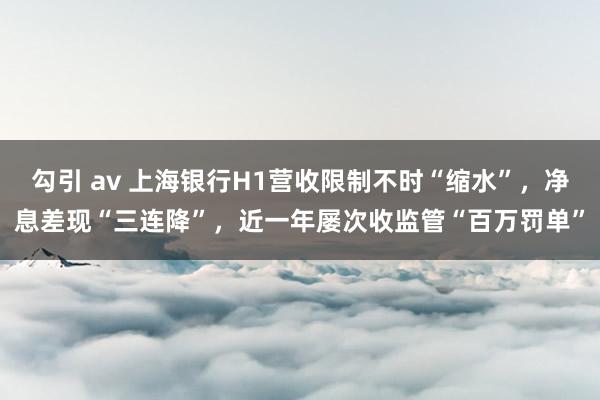 勾引 av 上海银行H1营收限制不时“缩水”，净息差现“三连降”，近一年屡次收监管“百万罚单”