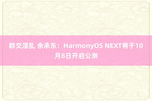 群交淫乱 余承东：HarmonyOS NEXT将于10月8日开启公测