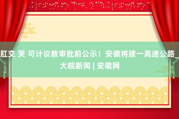 肛交 哭 可计议教审批前公示！安徽将建一高速公路_大皖新闻 | 安徽网