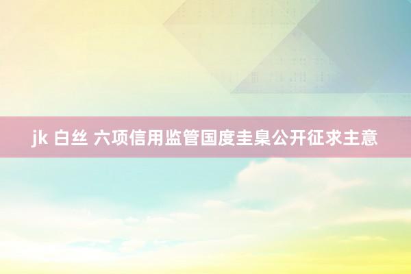 jk 白丝 六项信用监管国度圭臬公开征求主意