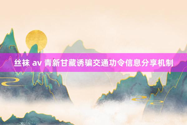 丝袜 av 青新甘藏诱骗交通功令信息分享机制