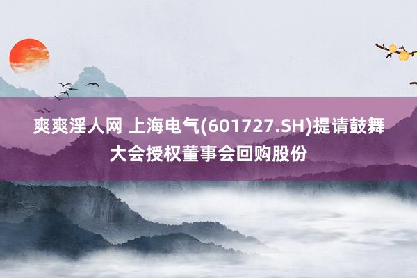 爽爽淫人网 上海电气(601727.SH)提请鼓舞大会授权董事会回购股份