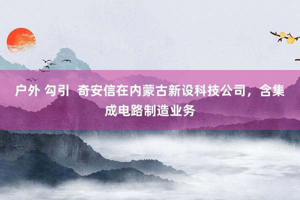 户外 勾引  奇安信在内蒙古新设科技公司，含集成电路制造业务