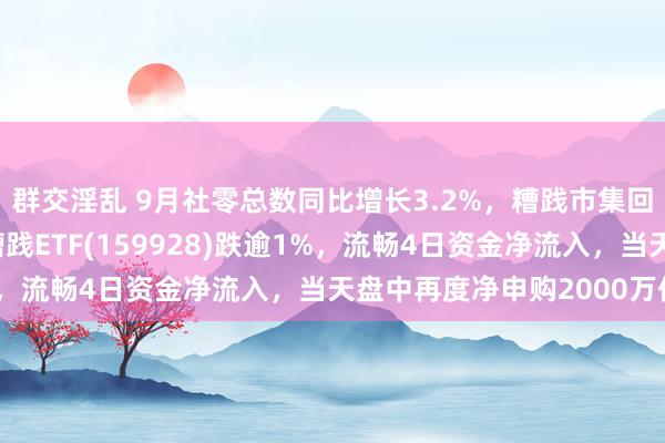 群交淫乱 9月社零总数同比增长3.2%，糟践市集回升向好，界限最大的糟践ETF(159928)跌逾1%，流畅4日资金净流入，当天盘中再度净申购2000万份！