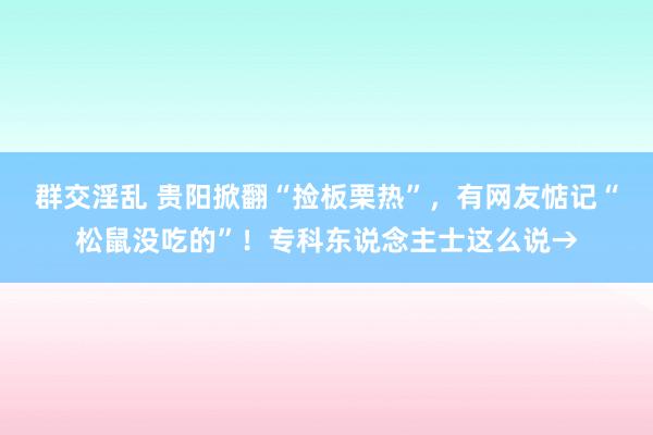 群交淫乱 贵阳掀翻“捡板栗热”，有网友惦记“松鼠没吃的”！专科东说念主士这么说→