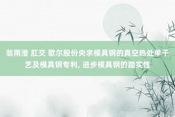 翁雨澄 肛交 歌尔股份央求模具钢的真空热处单干艺及模具钢专利， 进步模具钢的踏实性