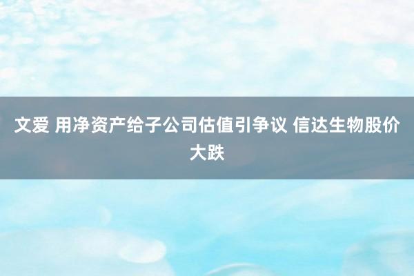 文爱 用净资产给子公司估值引争议 信达生物股价大跌