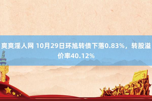 爽爽淫人网 10月29日环旭转债下落0.83%，转股溢价率40.12%