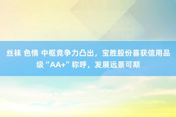 丝袜 色情 中枢竞争力凸出，宝胜股份喜获信用品级“AA+”称呼，发展远景可期